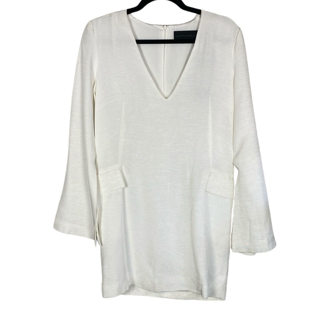 Blessed are the meek white bell sleeve V-neck dress